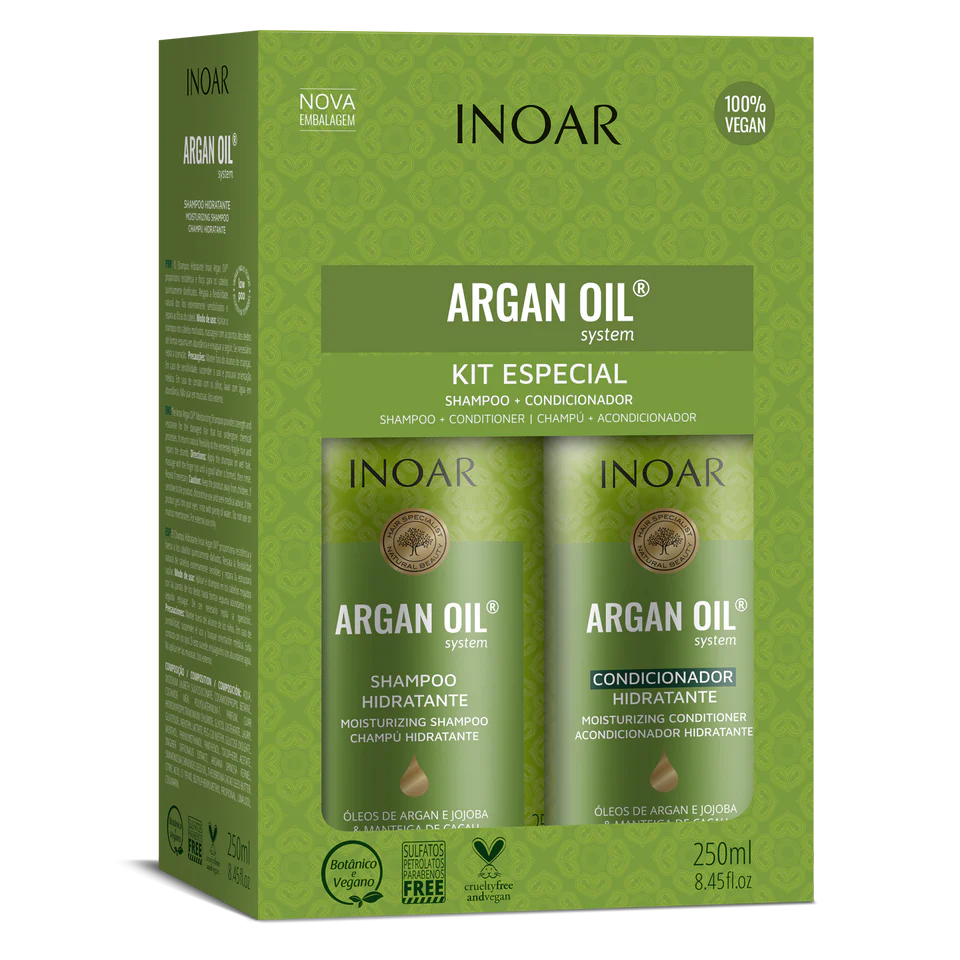 INOAR intensyviai drėkinantis rinkinys su Argano aliejumi Argan Oil Duo Kit