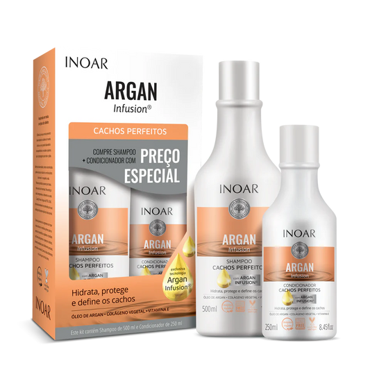 INOAR priemonių rinkinys banguotiems ir garbanotiems plaukams Argan Infusion Perfect Curls Duo Kit