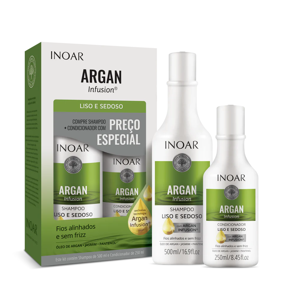 INOAR priemonių rinkinys glotniems ir švelniems plaukams Argan Infusion Smooth and Silky Duo Kit