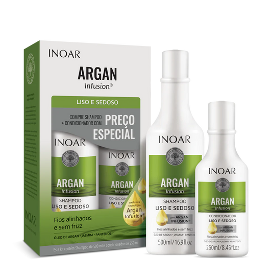 INOAR priemonių rinkinys glotniems ir švelniems plaukams Argan Infusion Smooth and Silky Duo Kit